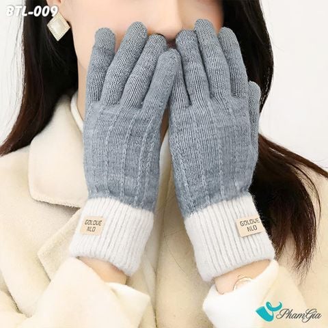 Găng Tay Len Lót Lông Hiện Đại Màu Xám (BTL009)