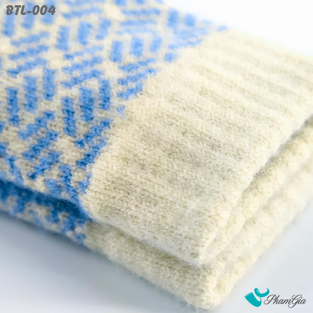 Găng Tay Len Lót Lông Họa Tiết Mùa Đông Phối Màu Xanh Dương (BTL004)