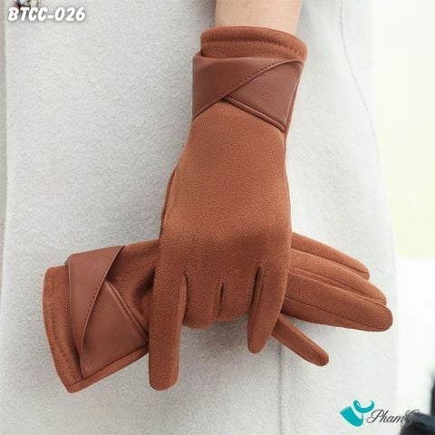 Găng Tay Len Nhung Lót Lông 2 Lớp Cao Cấp Màu Cam Đất (BTCC026)