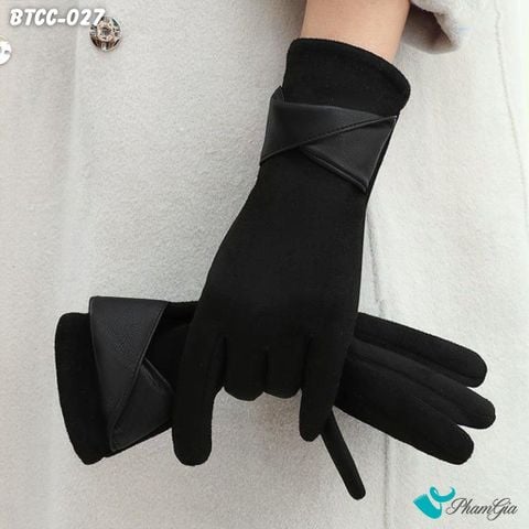 Găng Tay Len Nhung Lót Lông 2 Lớp Cao Cấp Màu Đen (BTCC027)
