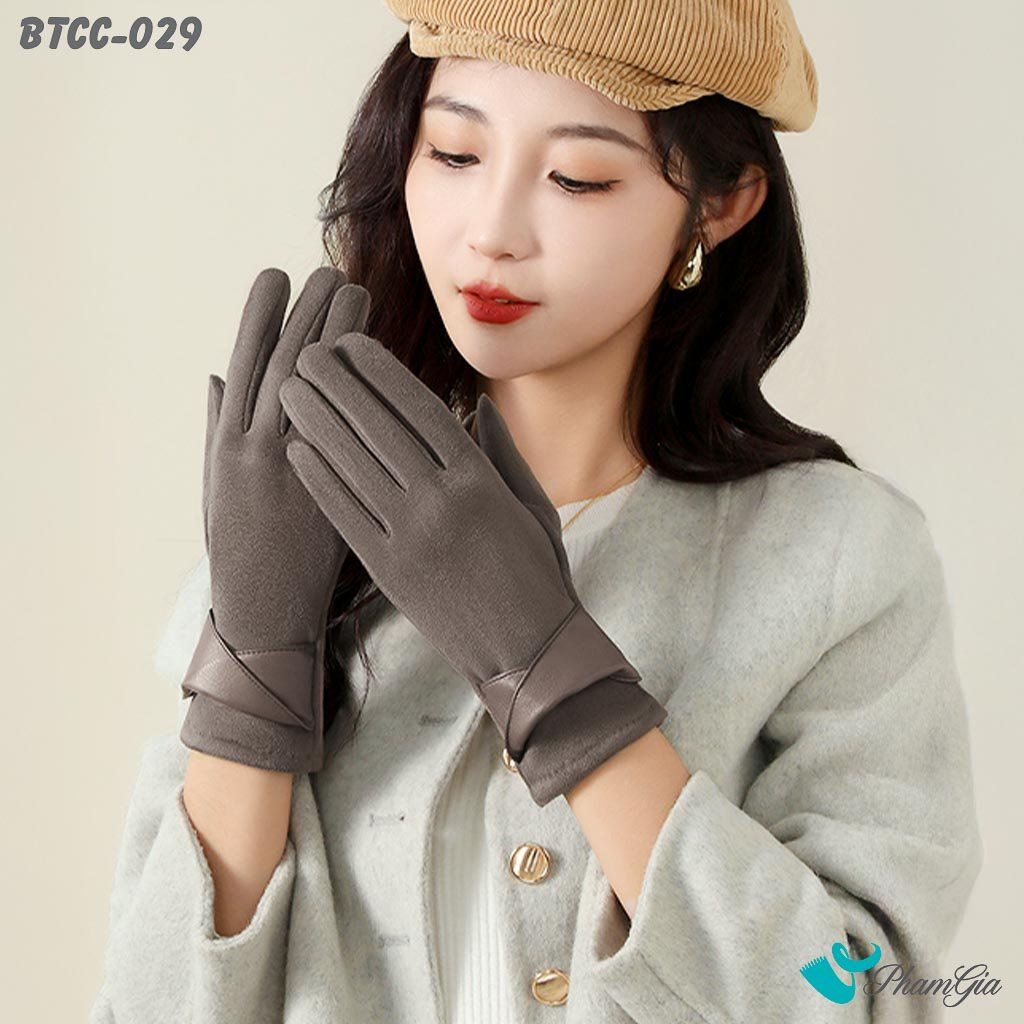 Găng Tay Len Nhung Lót Lông 2 Lớp Cao Cấp Màu Nâu Đồng (BTCC029)