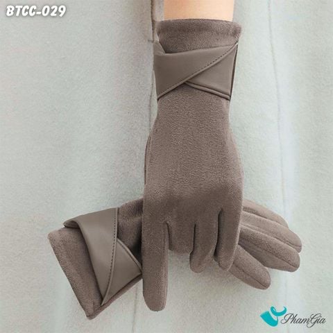 Găng Tay Len Nhung Lót Lông 2 Lớp Cao Cấp Màu Nâu Đồng (BTCC029)