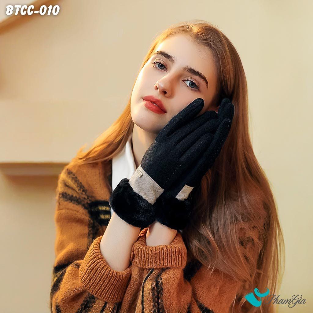 Găng Tay Lót Lông 2 Lớp Giữ Ấm Thời Trang Cao Cấp Màu Đen (BTCC010)