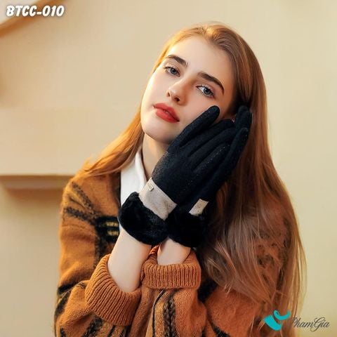 Găng Tay Lót Lông 2 Lớp Giữ Ấm Thời Trang Cao Cấp Màu Đen (BTCC010)