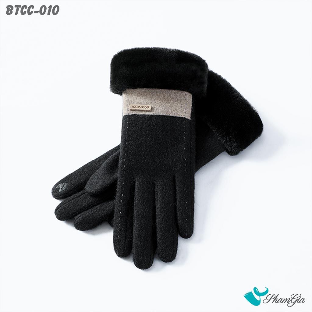 Găng Tay Lót Lông 2 Lớp Giữ Ấm Thời Trang Cao Cấp Màu Đen (BTCC010)