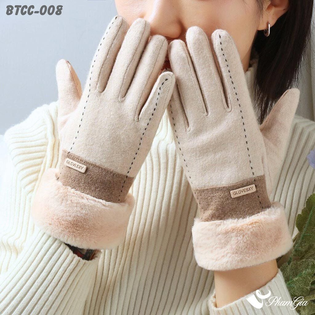Găng Tay Lót Lông 2 Lớp Thời Trang Màu Beige (BTCC008)