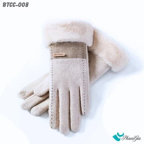 Găng Tay Lót Lông 2 Lớp Thời Trang Màu Beige (BTCC008)