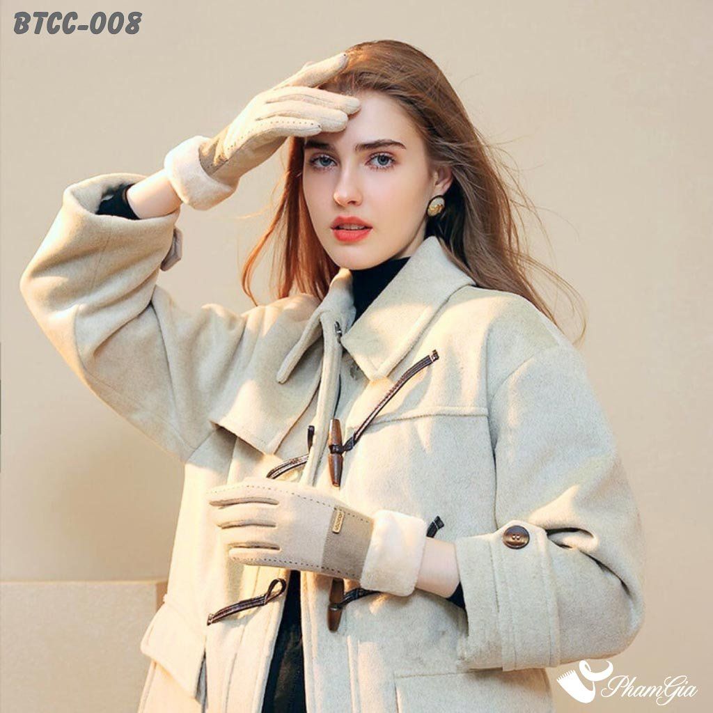 Găng Tay Lót Lông 2 Lớp Thời Trang Màu Beige (BTCC008)