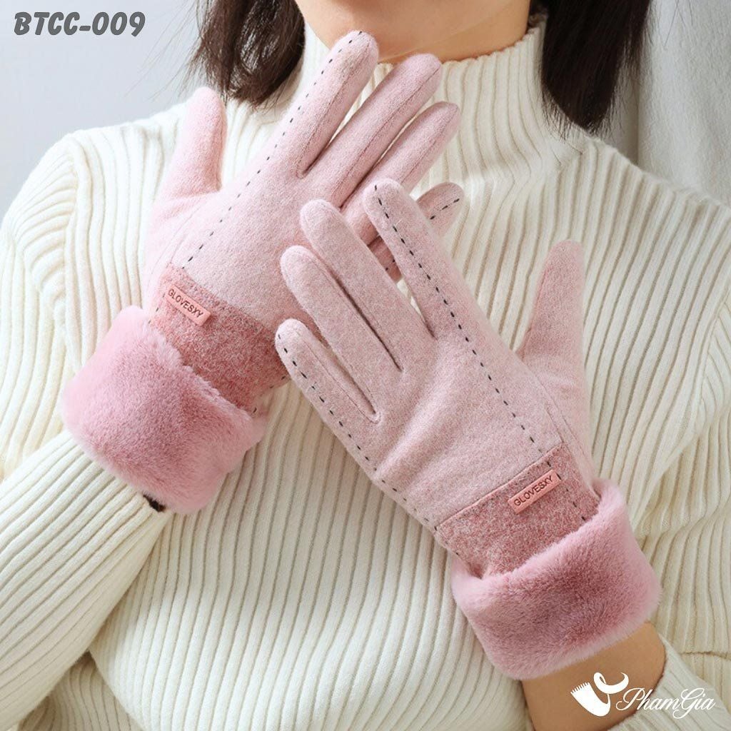 Găng Tay Lót Lông 2 Lớp Thời Trang Màu Hồng (BTCC009)