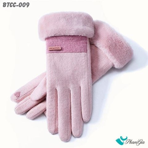 Găng Tay Lót Lông 2 Lớp Thời Trang Màu Hồng (BTCC009)
