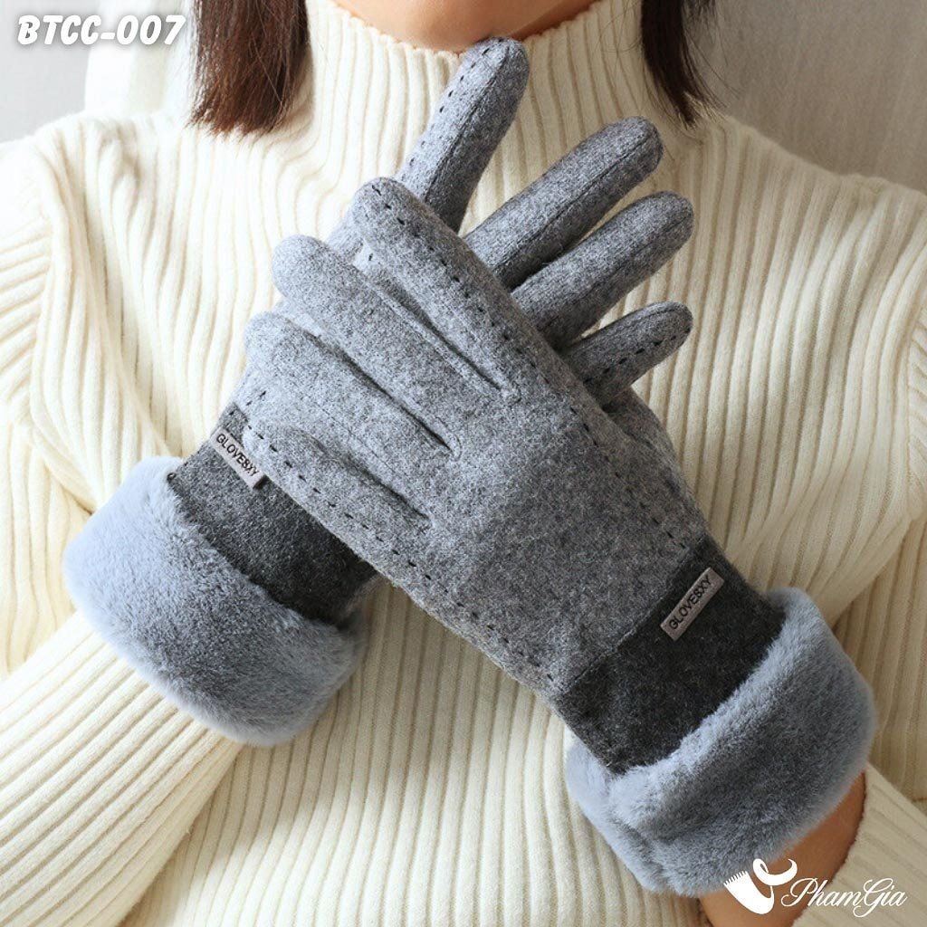 Găng Tay Lót Lông 2 Lớp Thời Trang Màu Xám (BTCC007)