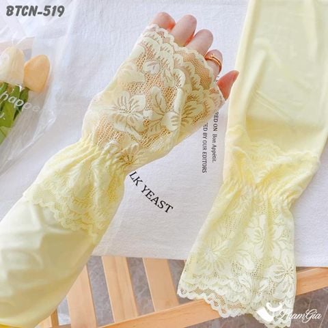 Găng Tay Ống Chống Nắng Đăng Ten Hạ Nhiệt Cao Cấp Màu Vàng Kem