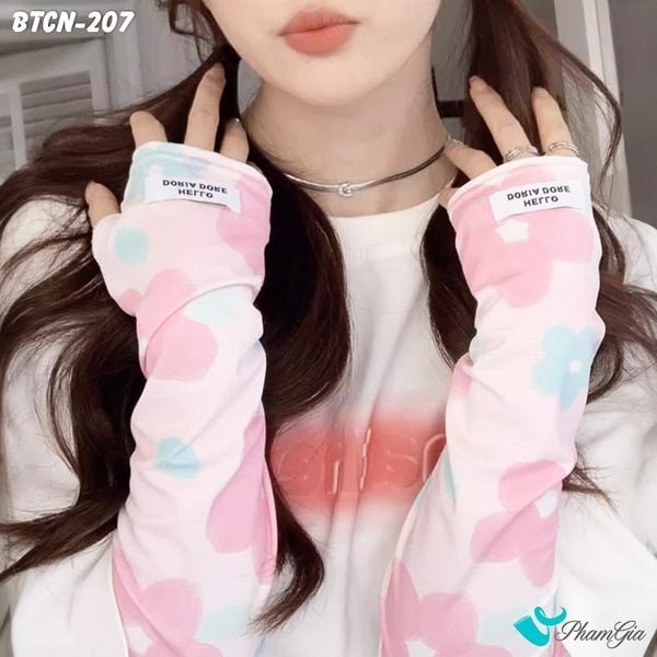 Găng Tay Ống Chống Nắng Họa Tiết Hoa Cúc Màu Hồng (BTCN207)