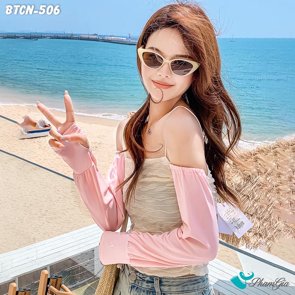 Găng Tay Ống Chống Nắng Oversize Hạ Nhiệt Cao Cấp Màu Hồng Baby
