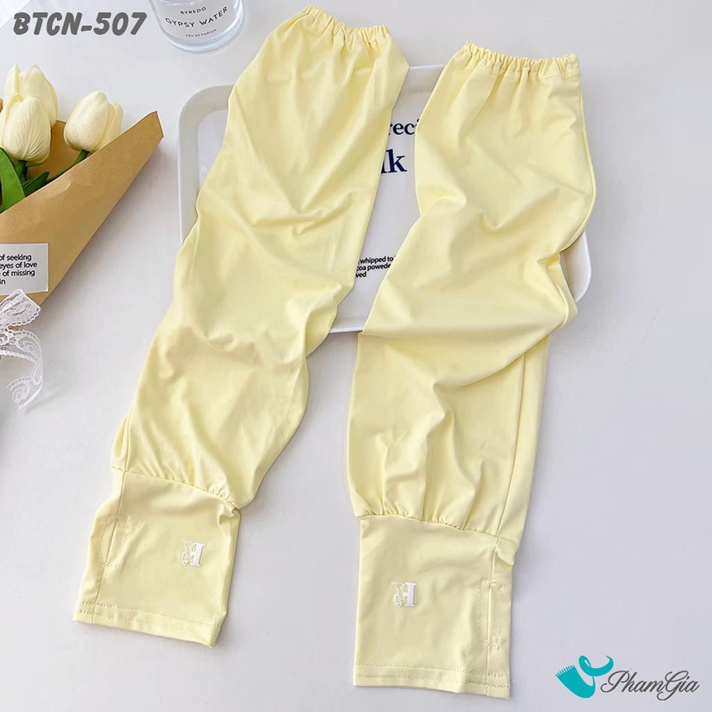 Góc Trên Găng Tay Ống Chống Nắng Oversize Hạ Nhiệt Cao Cấp Màu Vàng Kem