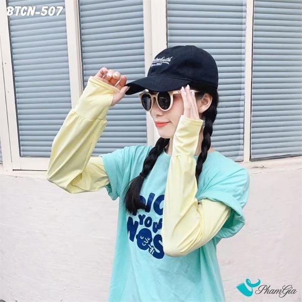 Găng Tay Ống Chống Nắng Oversize Hạ Nhiệt Cao Cấp Màu Vàng Kem (BTCN507)