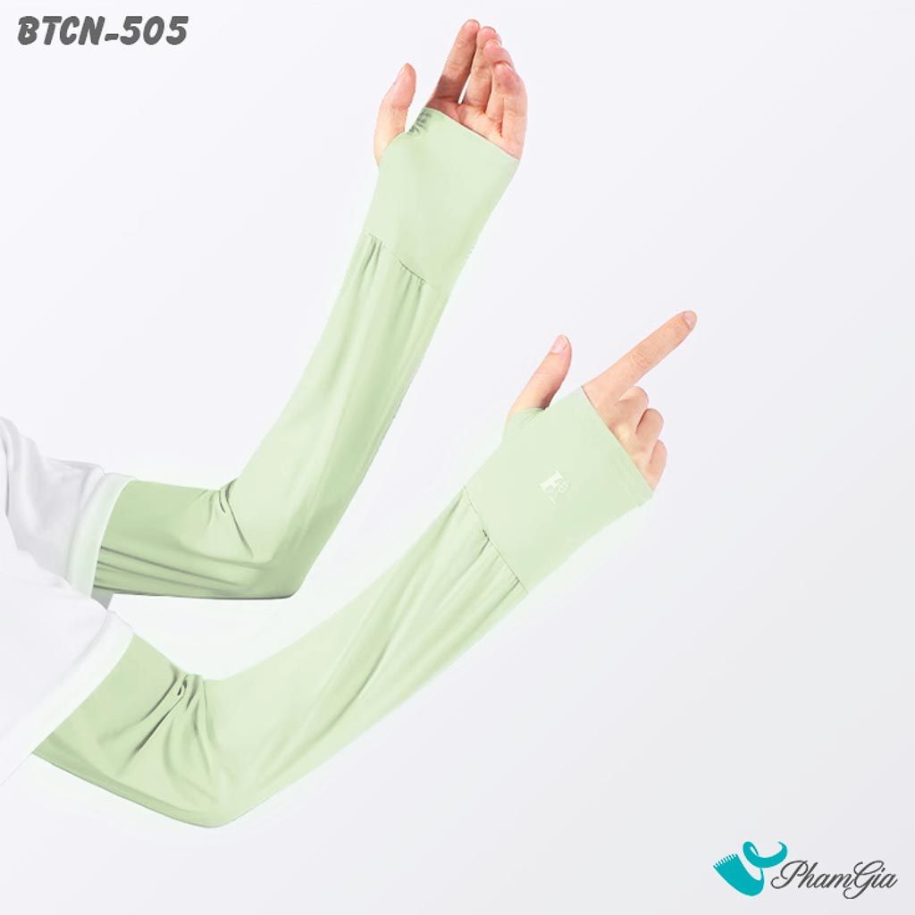 Góc Nghiêng Găng Tay Ống Chống Nắng Oversize Hạ Nhiệt Cao Cấp Màu Xanh Bơ