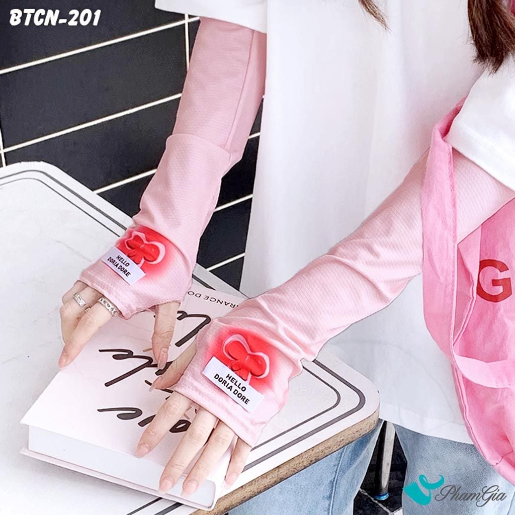 Góc Nghiêng Găng Tay Ống Chống Nắng Phong Cách Hiện Đại Màu Hồng
