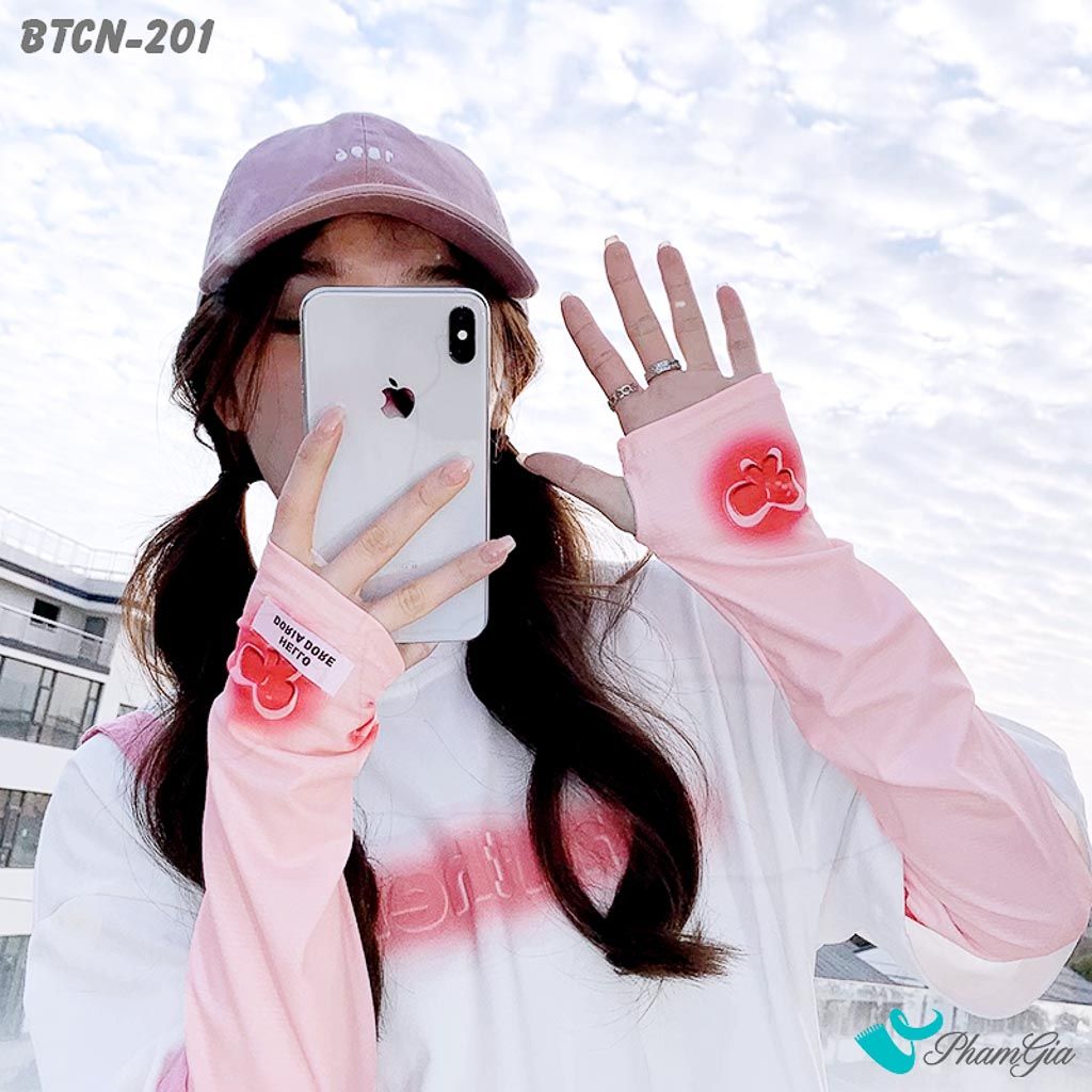 Găng Tay Ống Chống Nắng Phong Cách Hiện Đại Màu Hồng