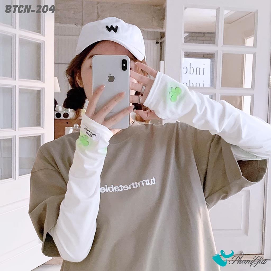Găng Tay Ống Chống Nắng Phong Cách Hiện Đại Màu Trắng - Xanh Lá