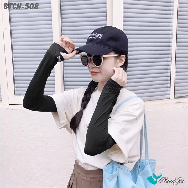 Găng Tay Ống Chống Nắng Slim-Fit Hạ Nhiệt Cao Cấp Màu Đen (BTCN508)