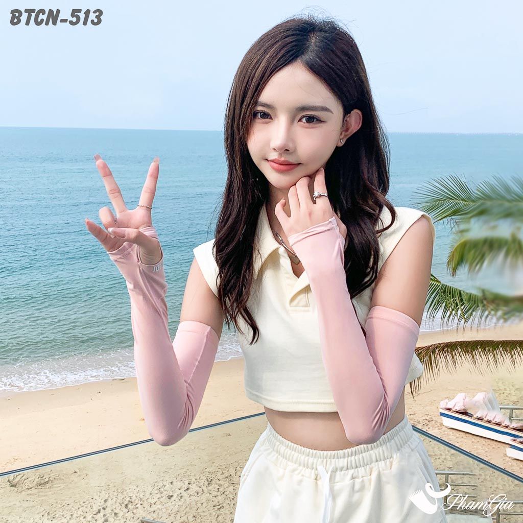 Găng Tay Ống Chống Nắng Slim-Fit Hạ Nhiệt Cao Cấp Màu Hồng Phấn