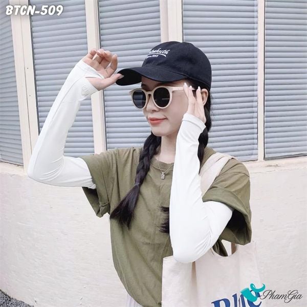 Găng Tay Ống Chống Nắng Slim-Fit Hạ Nhiệt Cao Cấp Màu Trắng (BTCN509)
