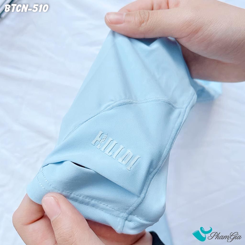 Cận Cảnh Găng Tay Ống Chống Nắng Slim-Fit Hạ Nhiệt Cao Cấp Màu Xanh Baby