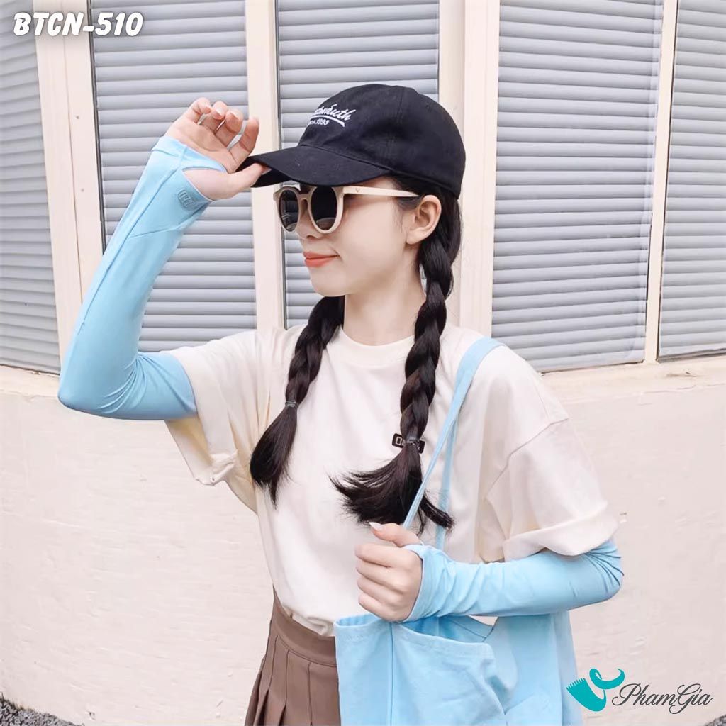 Găng Tay Ống Chống Nắng Slim-Fit Hạ Nhiệt Cao Cấp Màu Xanh Baby