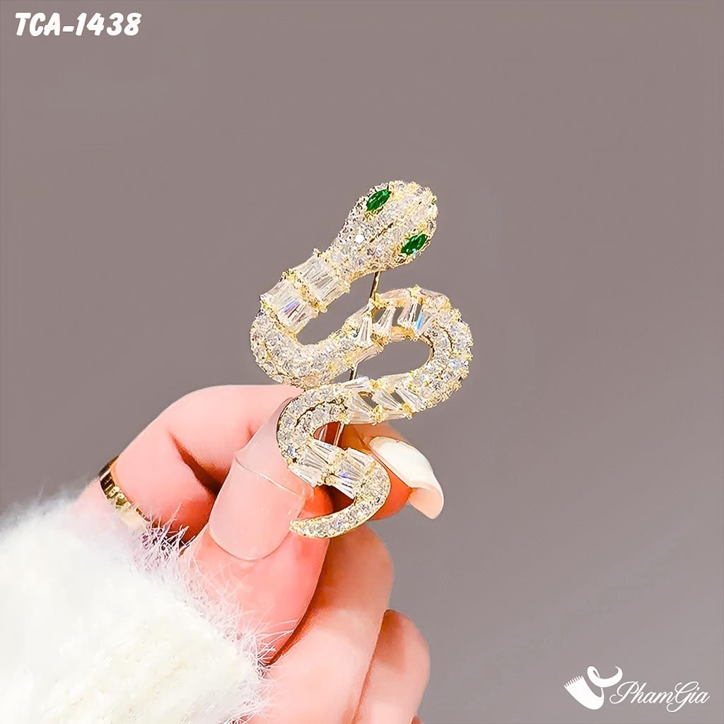 Ghim Cài Áo Bạch Xà Nạm Đá Tinh Tế