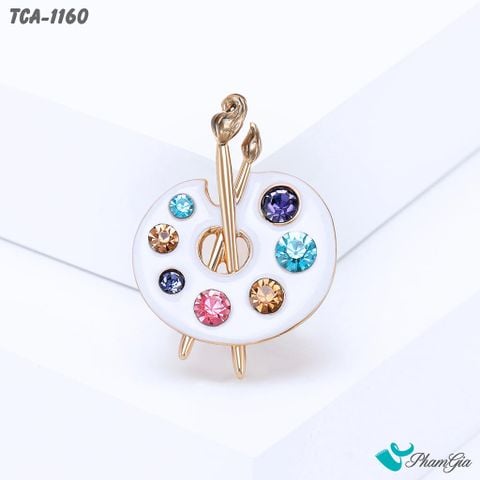 Góc Nghiêng Ghim Cài Áo Bảng Màu Vẽ Nghệ Thuật Đính Đá Pha Lê Độc Đáo