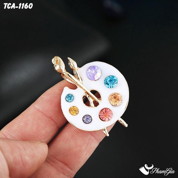 Ghim Cài Áo Bảng Màu Vẽ Nghệ Thuật Đính Đá Pha Lê Độc Đáo (TCA1160)