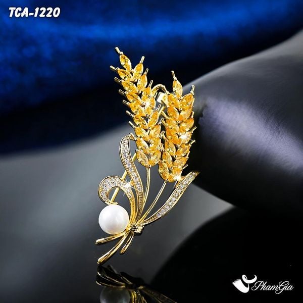 Ghim Cài Áo Bông Lúa Đính Hạt Ngọc Tinh Tế (TCA1220)
