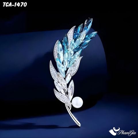 Ghim Cài Áo Bông Lúa Pha Lê Xanh Ombre Thời Trang (TCA1470)