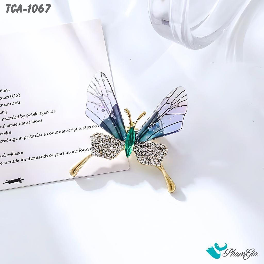 Ghim Cài Áo Bướm Xanh Đính Đá Nữ Tính Màu Tím (TCA1067)