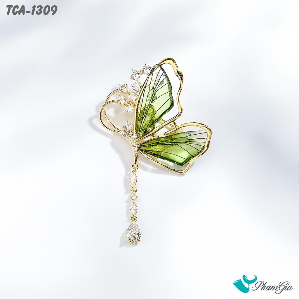 Góc Nghiêng Ghim Cài Áo Cánh Bướm Đính Đá Thanh Lịch