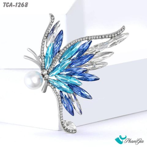 Ghim Cài Áo Cánh Bướm Pha Lê Xanh Ombre Thanh Lịch (TCA1268)