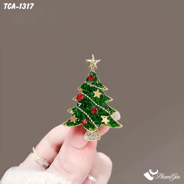 Ghim Cài Áo Cây Thông Noel Đính Đá Sắc Màu (TCA1383)