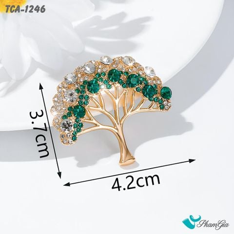 Kích Thước Ghim Cài Áo Cây Xanh May Mắn Đính Đá Vintage