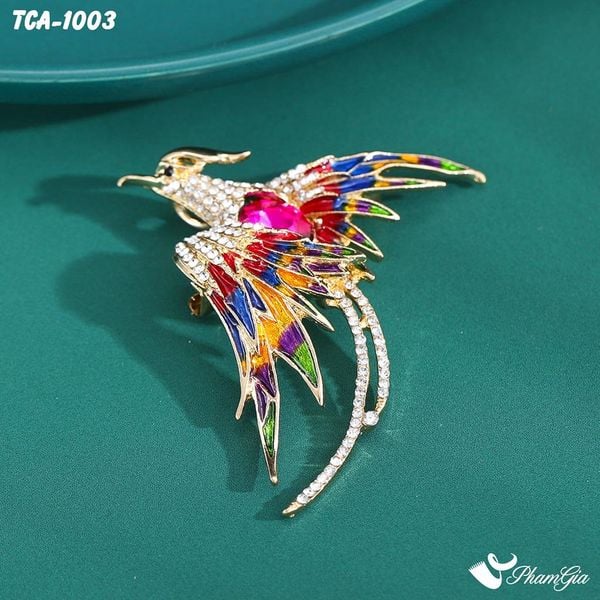 Ghim Cài Áo Chim Phượng Hoàng Đính Đá Pha Lê Lấp Lánh Màu Đỏ (TCA1003)