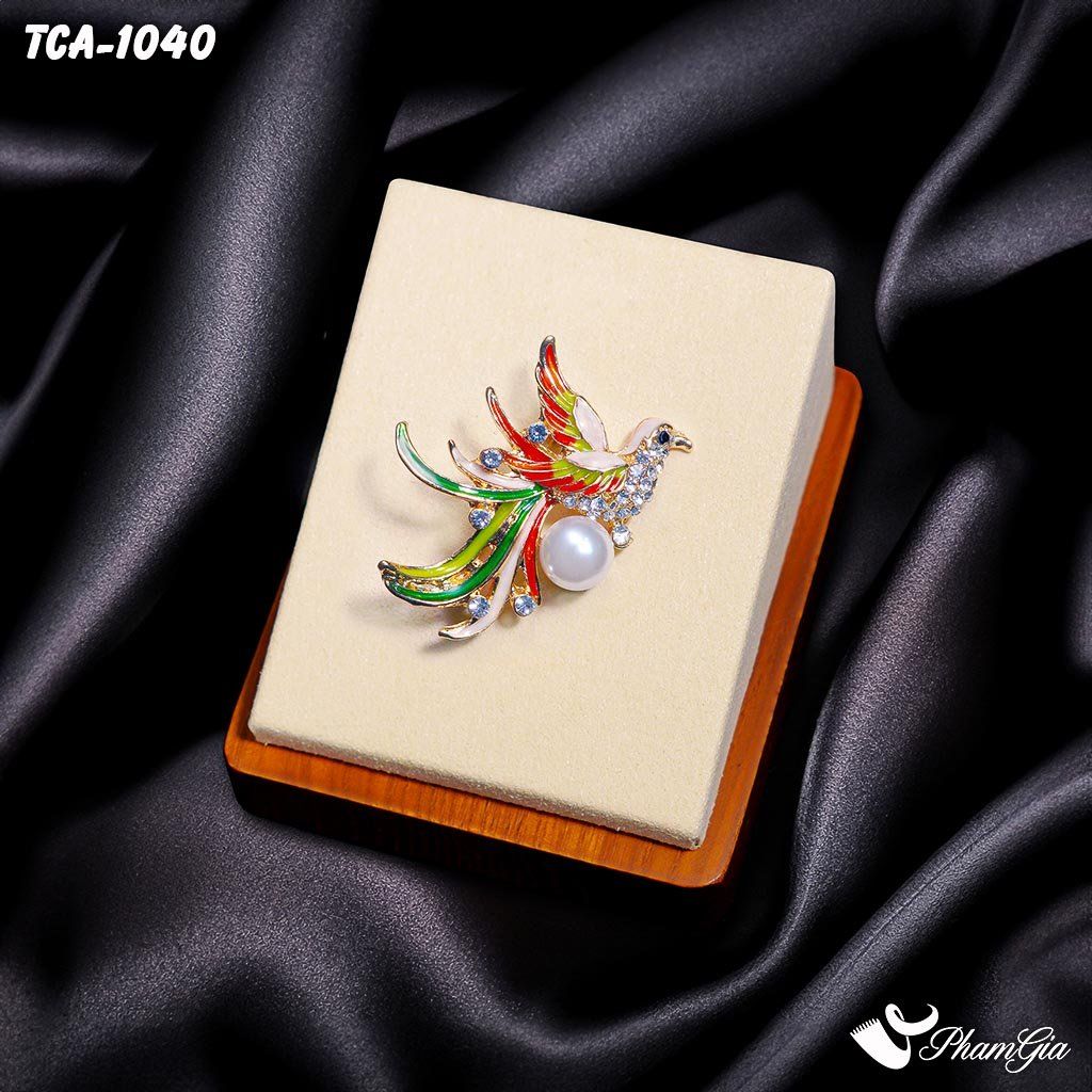 Trâm Cài Áo Phượng Hoàng Màu Đỏ Trang Nhã (TCA1040) Khăn choàng Phạm Gia