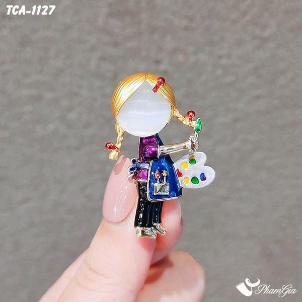 Ghim Cài Áo Cô Gái Họa Sĩ Dễ Thương (TCA1127)