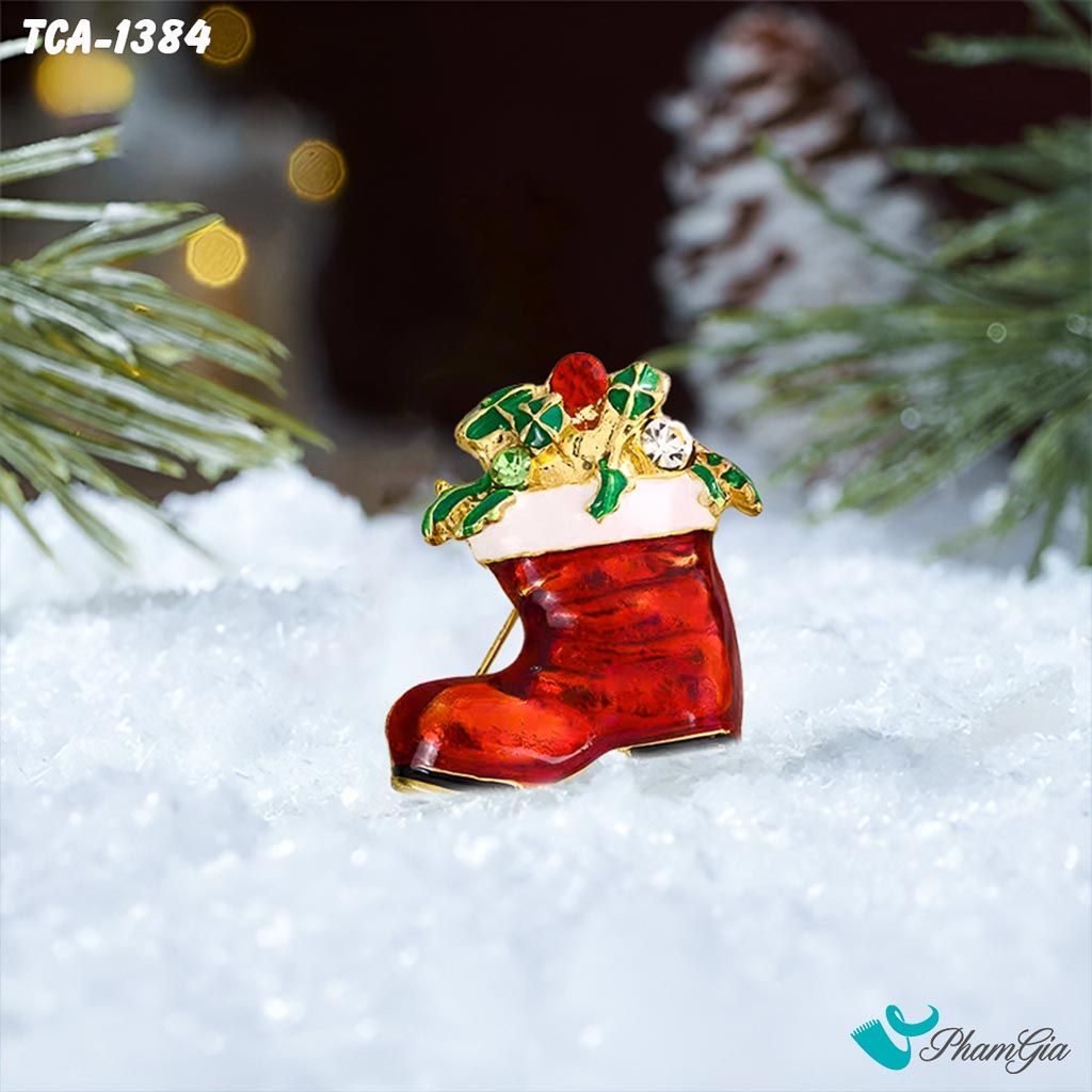 Ghim Cài Áo Giày Giáng Sinh Tráng Men Độc Đáo