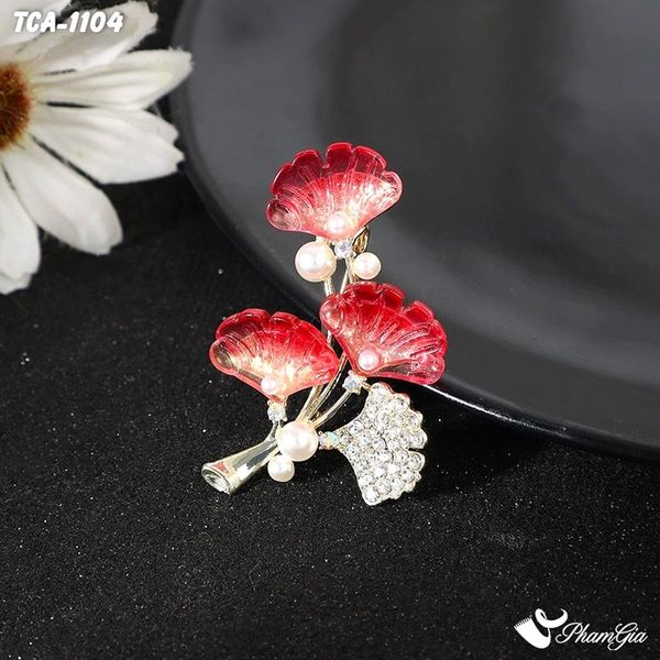 Ghim Cài Áo Hoa Cánh Quạt Tráng Men Đính Đá Phong Cách Retro (TCA1104)