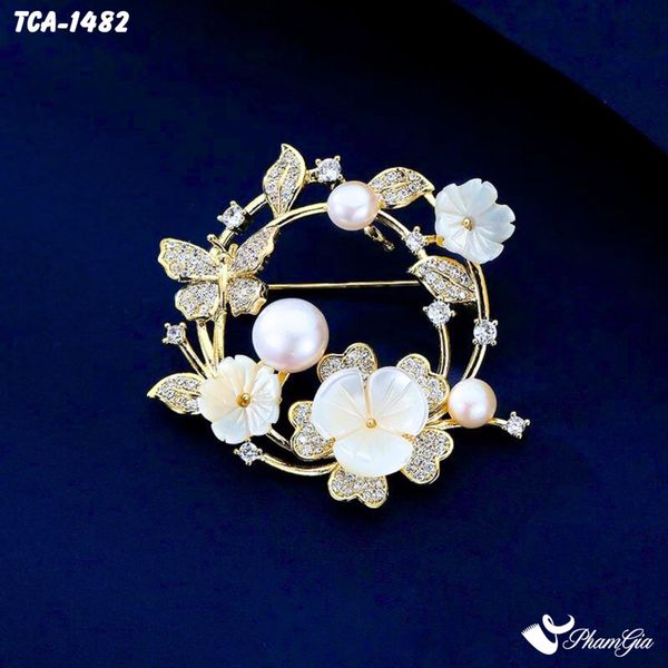 Ghim Cài Áo Hoa Dây Leo Đính Đá Và Ngọc Trai Thanh Lịch (TCA1482)