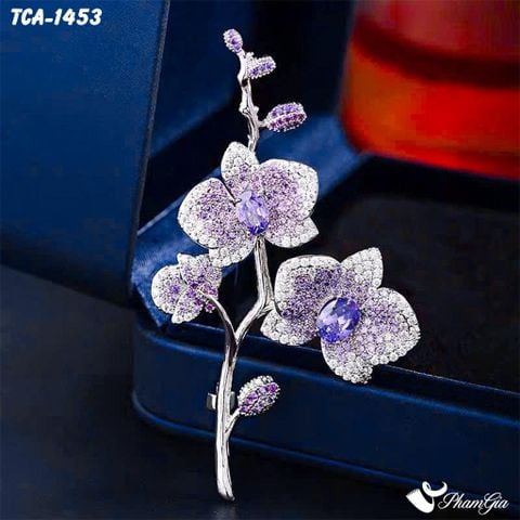 Ghim Cài Áo Hoa Lan Tím Đính Đá Thanh Lịch (TCA1453)