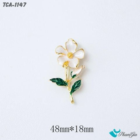 Góc Trên Ghim Cài Áo Hoa Mai Trắng Tráng Men Phong Cách Retro