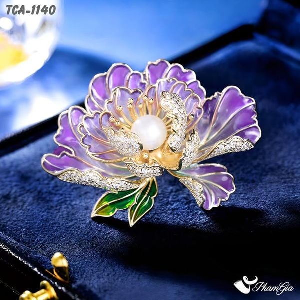 Ghim Cài Áo Hoa Mẫu Đơn Đính Ngọc Trai Sang Trọng (TCA1140)
