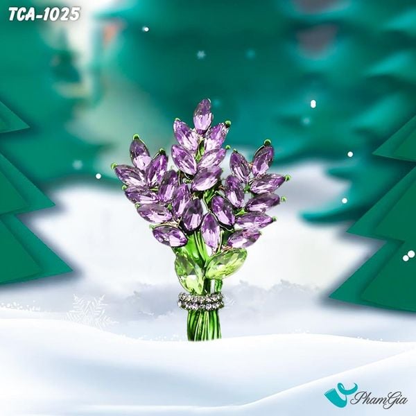Ghim Cài Áo Hoa Oải Hương Đính Đá Pha Lê Tím Tinh Tế (TCA1025)
