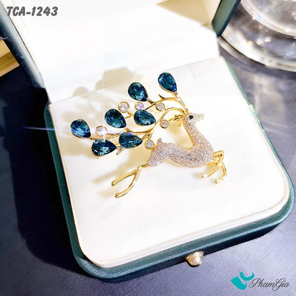Ghim Cài Áo Hươu Vàng Đính Đá Sang Trọng (TCA1243)